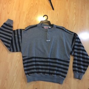 Vtg 80s mens shirt BRITTANIA grey stripe oversize